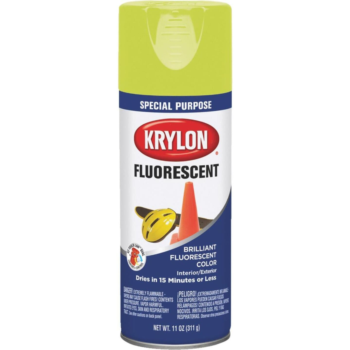 Krylon Fluorescent Spray Paint, Flat, Lemon Yellow, 11 oz. 