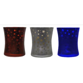 Mercury Glass Hurricane Candle, Assorted Americana Colors, 9-oz.