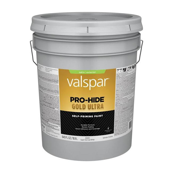 Valspar® Pro-Hide® Gold Ultra Exterior Self-Priming Paint Satin 5 Gallon Super One Coat White (5 Gallon, Super One Coat White)