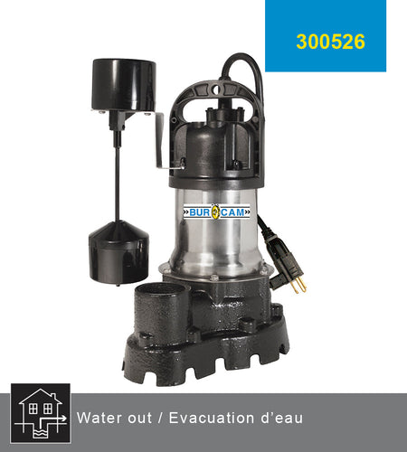 Burcam 300526 Submersible Sump Pump, 1/2 Hp (1/2 Hp)