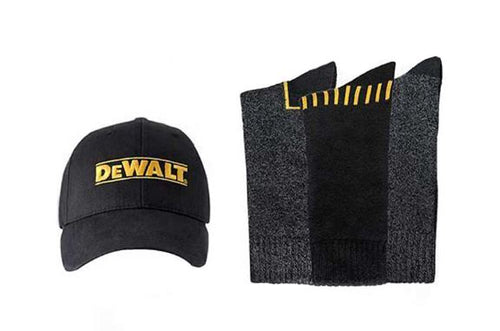 Dewalt Everyday Cotton Blend Work Crew Socks and Ball Cap Set (10-13 (3-pack))