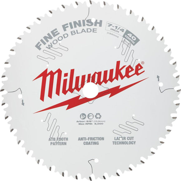 Milwaukee 7-1/4 In. 40-Tooth Fine Finish Circular Saw Blade, Bulk