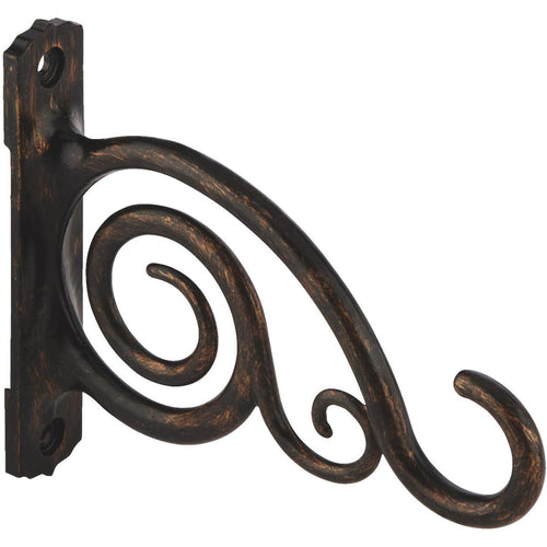 Panacea 6 In. Brushed Bronze Scroll Cast Aluminum Decorative Hanging Plant Bracket