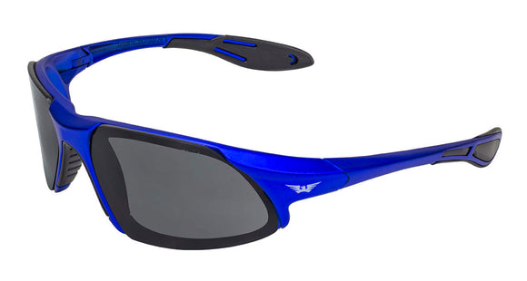 Global Vision Code-8 Metallic Motorcycle Safety Sunglasses (Blue)
