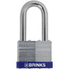 Brinks Commercial 50mm Laminated Steel Keyed Padlock with 2” Shackle, 2-Pack - Chrome Plated with Hardened Boron Steel Shackle