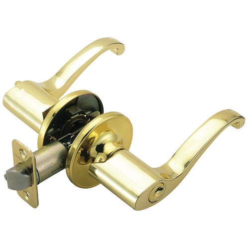 Design House Scroll Keyed Entry Door Handle in Satin Nickel