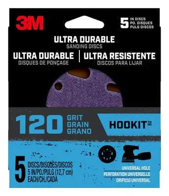 3M Ultra Durable 5 in. Ceramic Hook and Loop Sanding Disc 120-grit Medium, 5-Pk DISC5IN5PK120