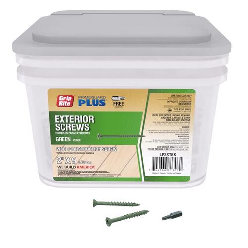 Grip-rite Prime Guard Plus #9 S X 2 in. L Green Star Wood Deck Screw
