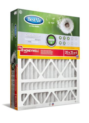 BestAir® 20 x 25 x 4, Air Cleaning Furnace Filter, MERV 8, Removes Allergens & Contaminants, For Honeywell Models