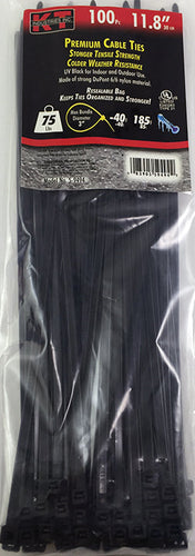 K-T Industries 11.8 Standard Duty, Uv Black, 100/Pk