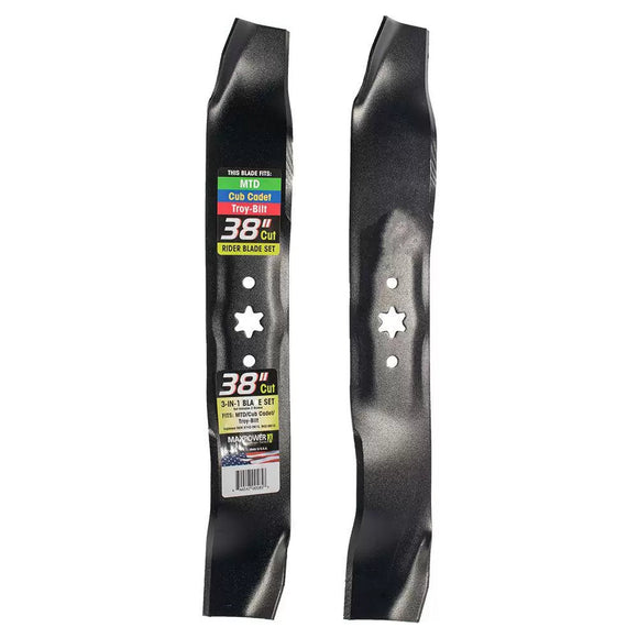 MaxPower Two Blade Set of 3-N-1 Blades for Many 38 in. Cut MTD Cub Cadet