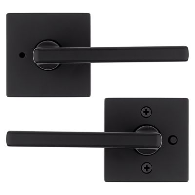 Kwikset Halifax Lever (Square) - Bed/Bath, Matte Black
