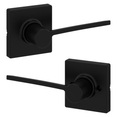 Kwikset Ladera Lever (Square) - Hall/Closet, Matte Black
