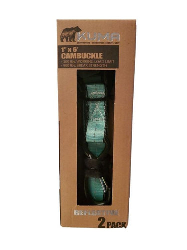 KUMA 1 x 6' 300 lbs. WLL Reflective Cambuckle Tie-Down Straps with Safety S-Hook