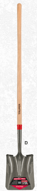 Truper Square Point Shovel Wood Handle Midsize Steps