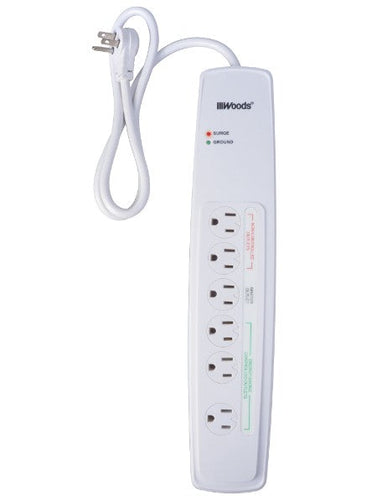 Woods® 6-Outlet Surge Strip With 3' Cord 1780 Joules