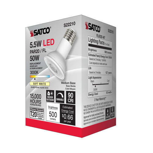 Satco S22210 5.5PAR20/LED/930/FL/120V