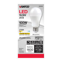 Satco Products S28652 16.5A19LED/927/120V