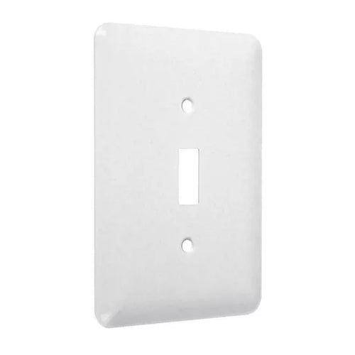 Hubbell TayMac 1-Gang Metal Wallplate, Maxi, Toggle, White Textured