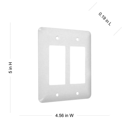 Hubbell TayMac 2-Gang Metal Wallplate, Maxi, 2-Decorator, White Textured