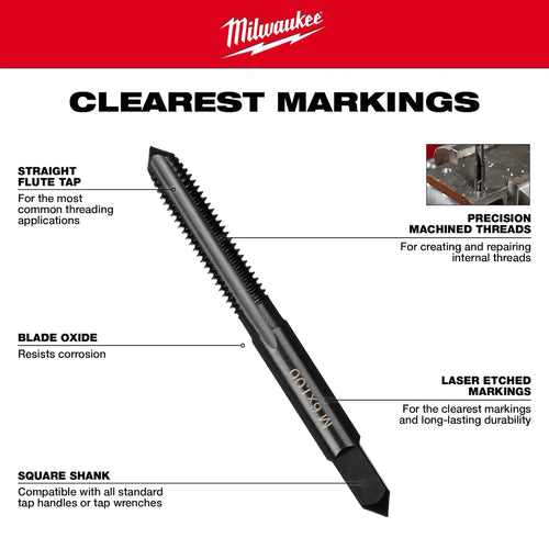 Milwaukee SAE Straight Flute Plug Taps