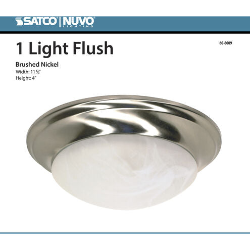 Nuvo Lighting Brentwood 1 Light 12 inch Brushed Nickel Flush Mount Ceiling Light