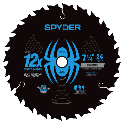 Spyder 7-1/4 24-Tooth Saw Blade for Framing (3-Pack)