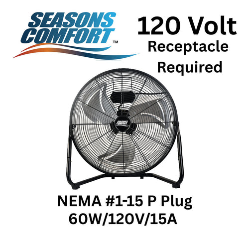 Seasons Comfort 14 Inch High-Velocity Metal Fan 360 Degree Tilt 3 Speeds FHV14