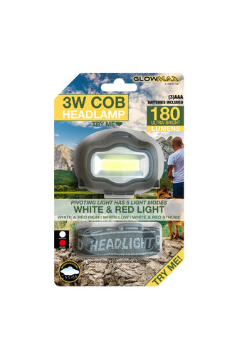 GlowMax 3W COB Headlamp - Blister Pack of 1