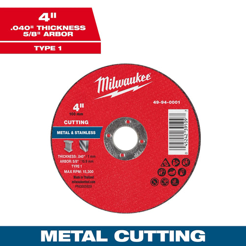 Milwaukee 4 x .040 x 5/8 Metal Cut Off Wheel Type 1