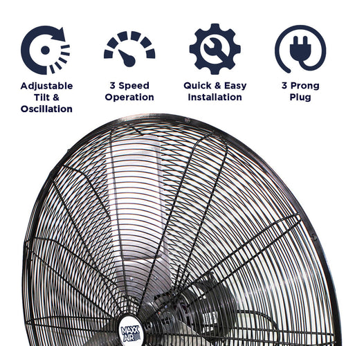 Maxx Air 30 In. 3-Speed Tilting Wall Mount Fan with Oscillation