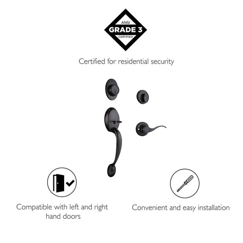 Design House Coventry Springdale Keyed Entry Handleset, Matte Black