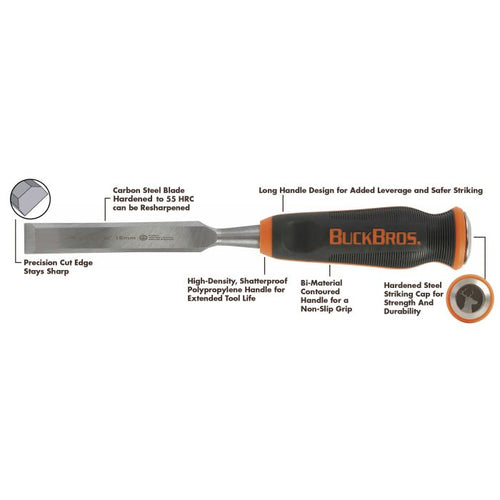 Buck Bros. 74718 Comfort Grip Wood Chisel – 1-1/2 (38MM)
