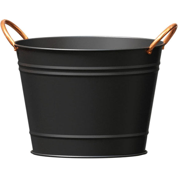 PANACEA WASHTUB PLANTER W/COPPER HANDLES (10 IN, BLACK)