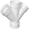 DWV PVC Pipe Fitting, Double Wye, White, 3-In.