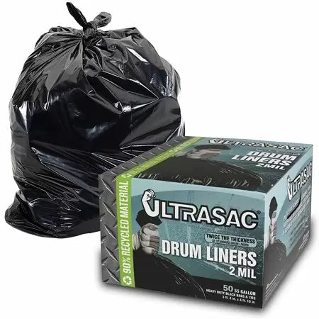 Ultrasac 55 Gal. Drum Liner Trash Bags (50 Count), Black