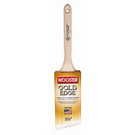 Gold Edge Paint Brush, Angle Sash, White & Gold, 3-In.