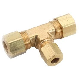 Compression Fitting, Tee, Lead-Free Brass, 3/8 x 3/8 x 1/4-In.