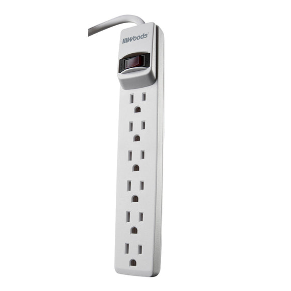 Woods 6-Outlet Power Strip With 6′ Cord White