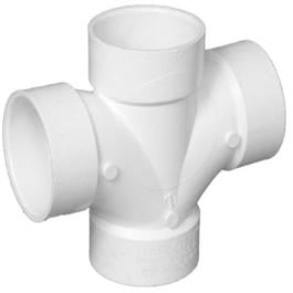 Pipe Fitting, DWV PVC Double Sanitary Tee, White, 2-In.