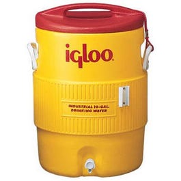 Commercial Water Cooler, Safety Yellow/Red Lid, 10-Gallons