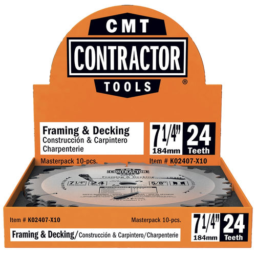 CMT K02407-X10 ITK Contractor Framing/Decking Saw Blade Masterpack, 7-1/4 x 24 Tooth (10 Pack)