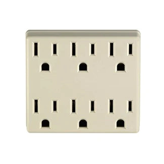 Leviton Indoor 15 Amp, 125 Volt, 3-Wire Horizontal Grounded Adapter - Ivory