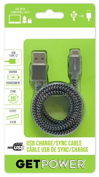 Aries 3ft. Charge/Sync Braided USB Cable - USB-C™