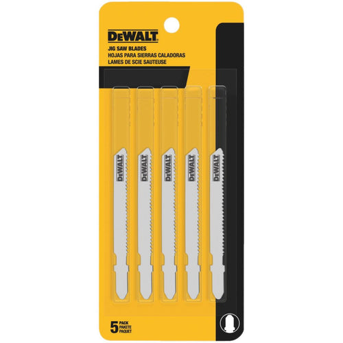 DeWalt T-Shank 3 In. x 24 TPI High Carbon Steel Jig Saw Blade, Thin Metal (5-Pack)