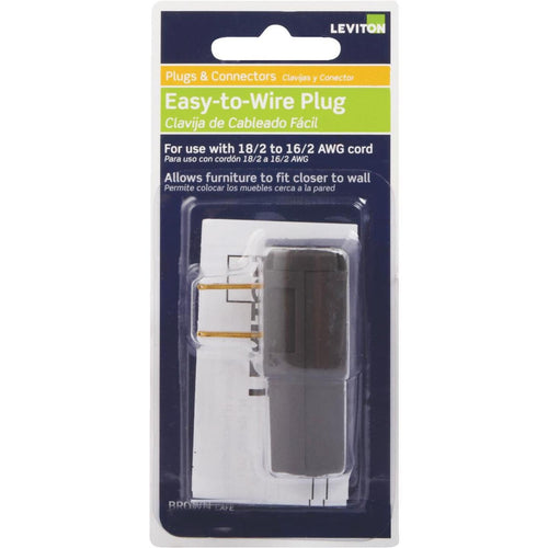 Leviton 15A 125V 2-Wire 2-Pole Easy Wire Cord Plug, Brown