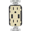 Leviton Decora 3.6A 5V Ivory 2-Port USB Charging Outlet with 5-15R Tamper Resistant Duplex Outlet