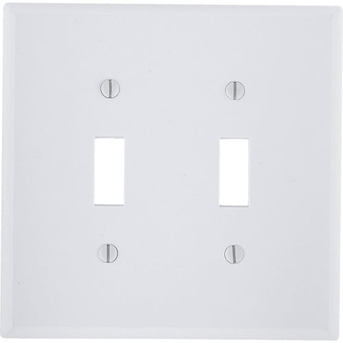Leviton 2-Gang Plastic Toggle Switch Wall Plate, White