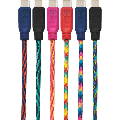 GetPower 7 Ft. Multi-Color Braided USB-C Charging & Sync Cable