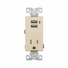 Eaton Cooper Wiring Combination USB Charger With Receptacle 15A, 125V Ivory